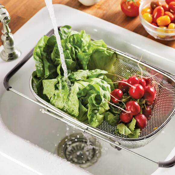 Rachael Ray Over The Sink Colander With Handles - SILVER w/gray handles - Picture 6 of 8